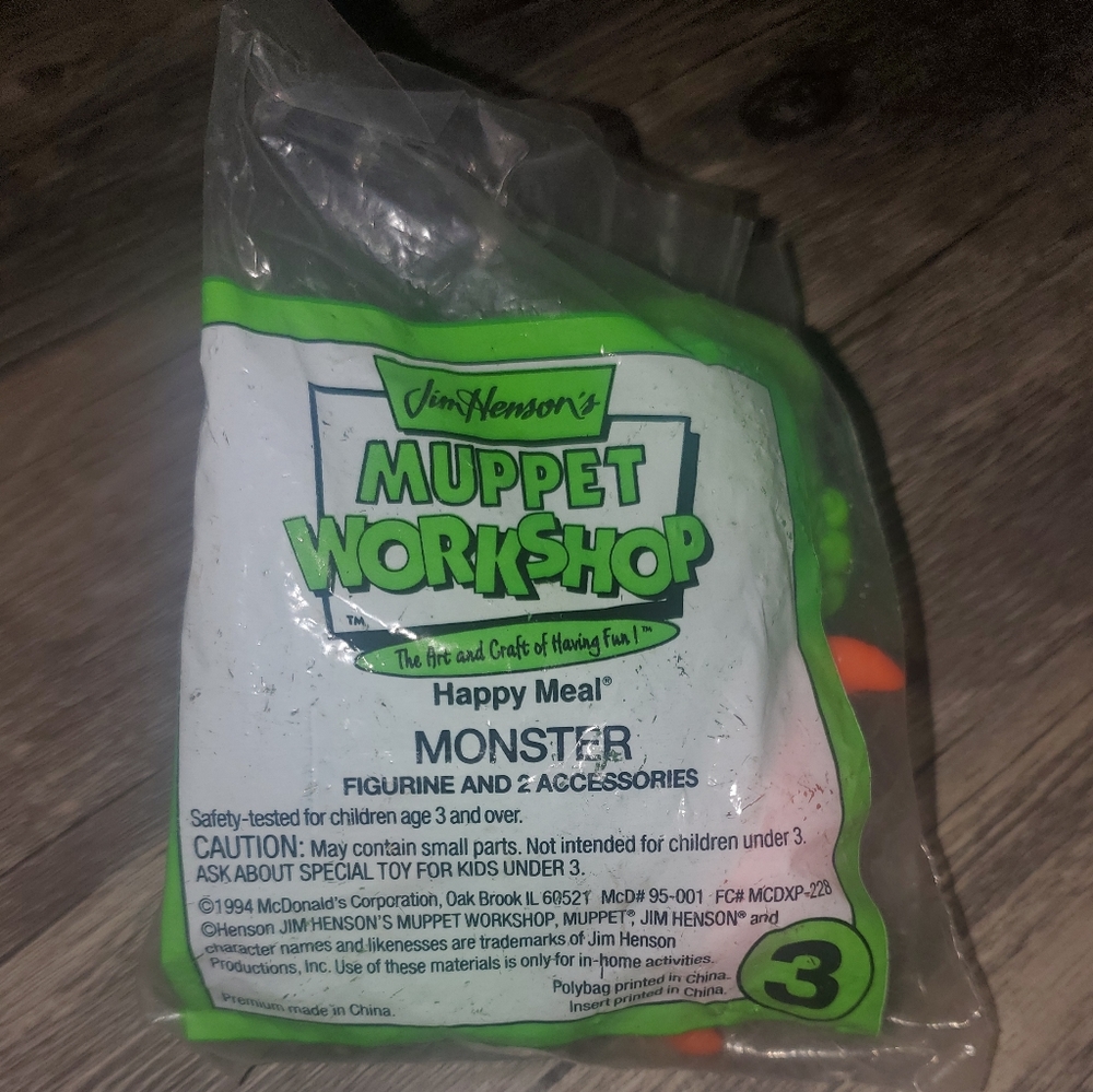 Vintage mcdonalds jim hensons happy meal muppet workshop sealed #3 monster. 